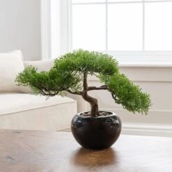 Artificial Bonsai Tree In Black Pot
