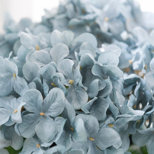 Artificial Teal Hydrangeas In Ceramic Plant Pot - Image 4