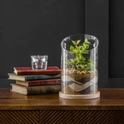 Artificial Succulent Garden In Sand Glass Terrarium