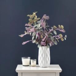 Artificial Berry And Eucalyptus Bouquet In White Vase