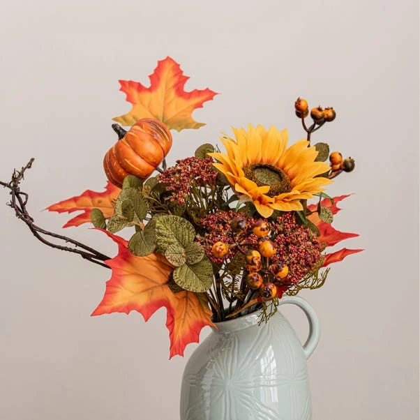 Artificial Autumn Sunflower Bouquet In Ceramic Plant Pot - Image 2
