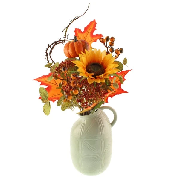 Artificial Autumn Sunflower Bouquet In Ceramic Plant Pot - Image 5