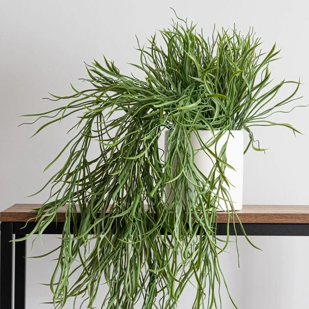 Artificial Trailing Grass In White Ceramic Plant Pot - Image 2