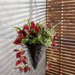 Artificial Tropical Hanging Cone Basket