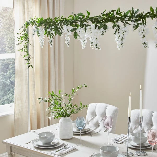Artificial White Hanging Plan Over Table Display - Image 2