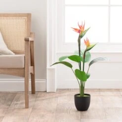Artificial Bird Of Paradise Tree In Black Plant Pot