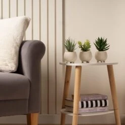 Artificial Set Of 3 Succulents In Cream Cement Plant Pots