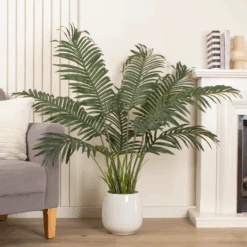 Artificial Palm Tree In White Ceramic Plant Pot