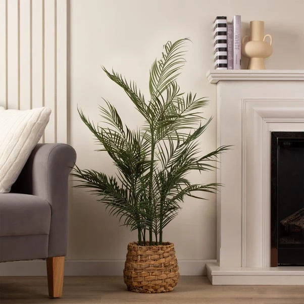 Artificial Palm Tree In Woven Basket Plant Pot