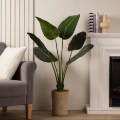 Artificial Banana Palm Tree In Woven Basket Plant Pot