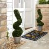 Set Of 2 Artificial Spiral Topiary In Silver Pot
