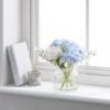 Artificial Hydrangea And Rose Bouquet In Ribbed Glass Vase