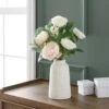 Artificial Peony And Rose Bouquet In Cream Ceramic Vase