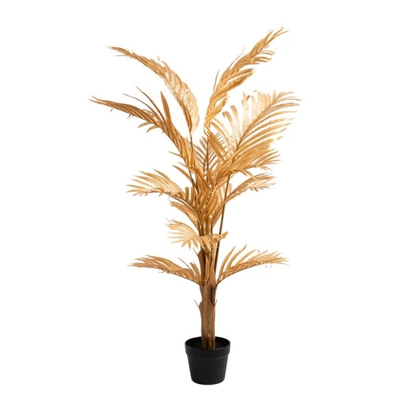 Artificial Gold Kwai Palm Tree In Black Plant Pot - Image 3
