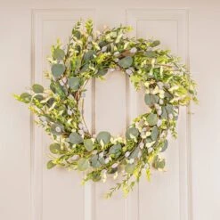 Artificial Eucalyptus Foliage And Pussy Willow Wreath