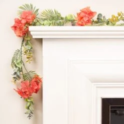 Set Of 2 Artificial Tropical Coral Party Garlands