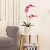 Artificial Pink Phalaenopsis Orchid In Textured Ceramic Plant Pot