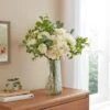 Artificial Peony Bouquet In Textured Glass Vase