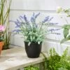 Artificial Lavender In Black Plant Pot