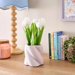 Artificial Tulips In Twist Vase
