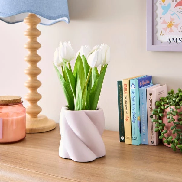 Artificial Tulips In Twist Vase