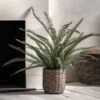 Artificial Fern In Wicker Plant Pot