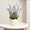 Artificial Lavender In Wavy Cement Plant Pot