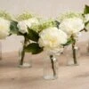 Set Of 6 Artificial Posies In Glass Vases