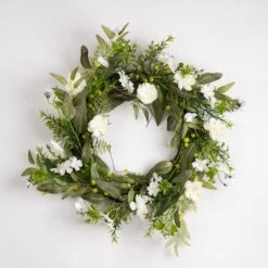 Artificial White Floral Daisy Wreath